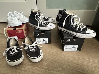 Vans and Converse Shoes Kids sizes 1 and 2.5 - $15 each with box, $5 Vans (size 2.5) no box