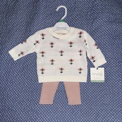 Little Planet by Carter’s Baby Girl 2-Piece Organic Cotton Sweater Knit Set, Size 3 Months