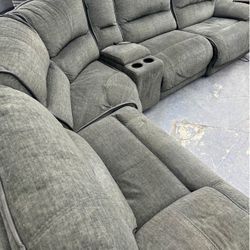 REDDING Fabric 6PC Power Recliner Sectional Couch 