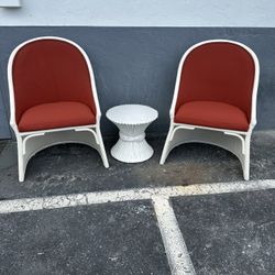 Pencil Reed Chairs And Side Table