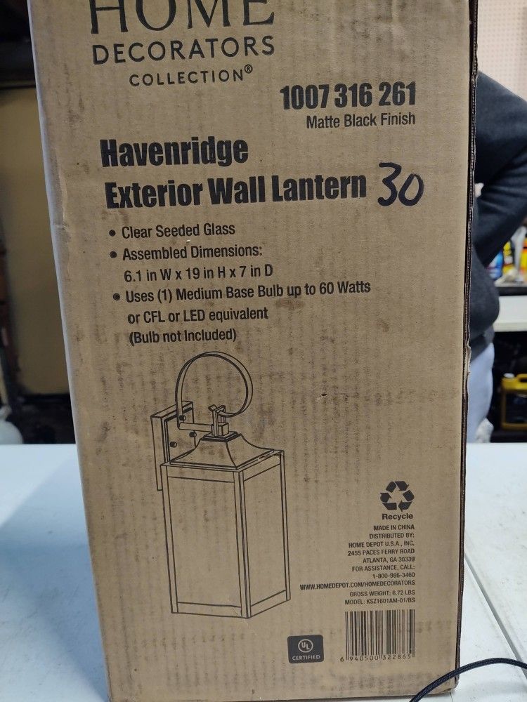 Home Decorators Havenridge Outdoor Wall Sconce Light Fixture In Matte Black