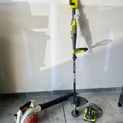 Stihl Leaf/Grass Blower and Ryobi 40V Expand-It Trimmer