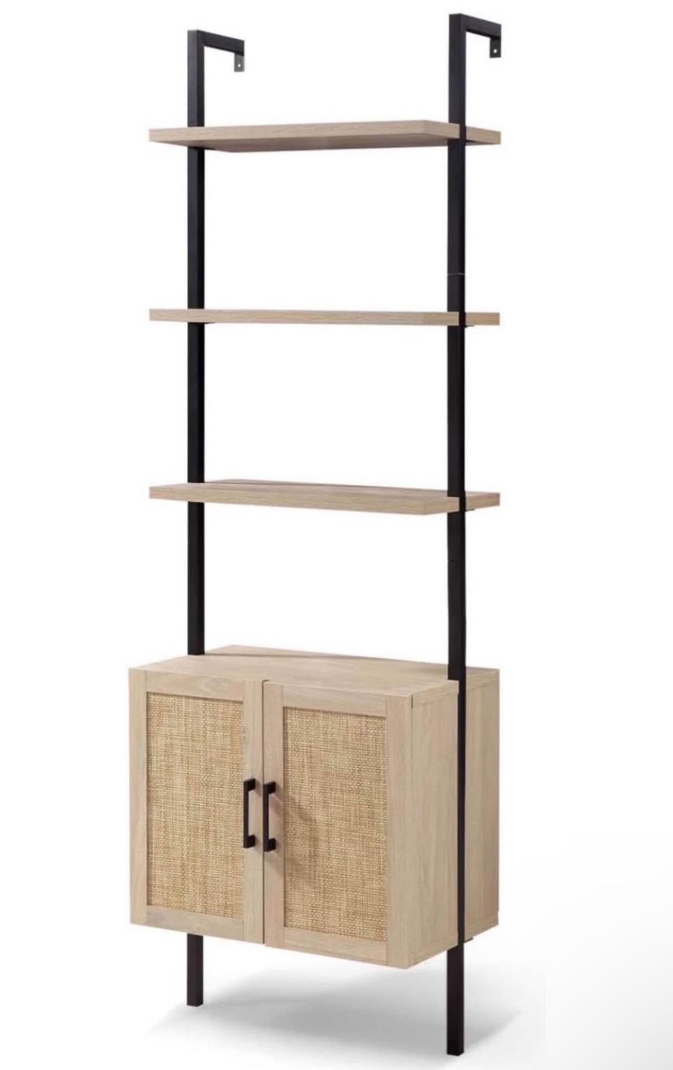 Rattan Ladder Shelf With Storage