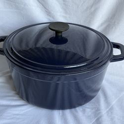8Qt. Enamel Cast Iron Cobalt Blue Dutch Oven Martha Stewart Collection Mint Cond.