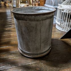 Large Galvanized Metal Planter Or Umbrella Holder 