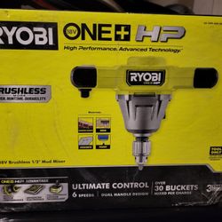 Brand New! RYOBI ONE+ 18V HP 1/2 in. Brushless Cordless Mud Mixer (Tool Only) 