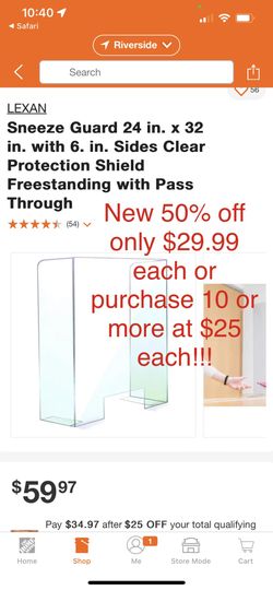 New Desktop Covid Sneeze Guards Only $29.99 Each Or Purchase 10 Or More For $24.99 Each