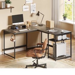 L-Shaped Computer Desk Home Office Desk Corner Desk with Monitor Stand