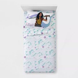 Raya and the Last Dragon Twin Sheet Set 3 Piece White Microfiber Bedding Copy Title