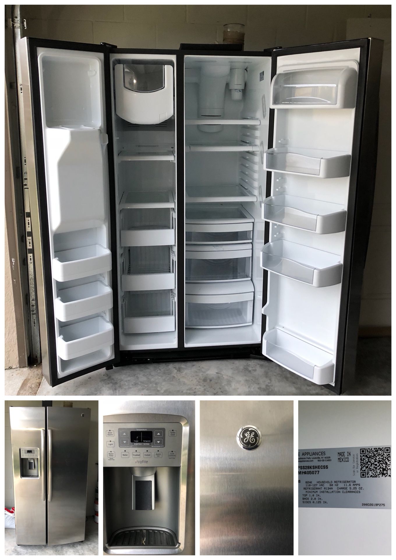 GE 27 cu side x side stainless fridge