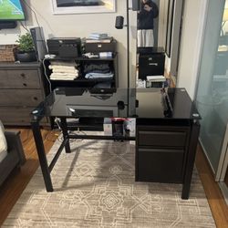 Office Desk - Black (with filing drawers)