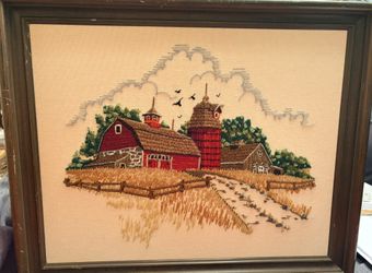 Vintage 1973 Needlework Landscape 