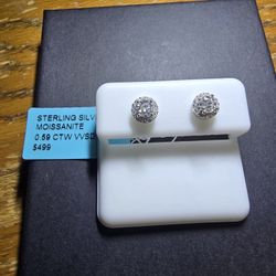 Sterling Silver With Moissanite Earrings 