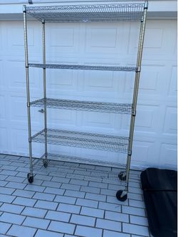 Rack Shelves, Metal Shelf Stor organizer. 80x48x18". Wheels, levels, taken apart.