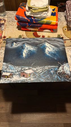 Cabin by the river painting