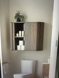 29.5" W Wall Mounted with Sliding Tambour Door, Walnut
