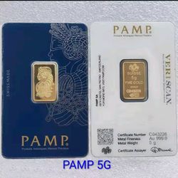 Replica 5g Pamp New Style QR Code Gold Plated Brass Core Non Magnetic Certificate Assayer.