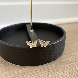 $6 for Gold Butterfly Crystal Stud Earrings - Women Jewelry