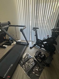 Treadmill wit exercise bike and stepper