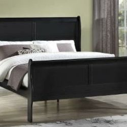 Lila Black Queen Bed Frame With Mattress And Foundation