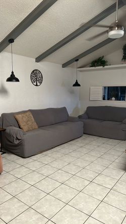Set 200.00. Real color of sofas is pillow color like gold. Gray covers