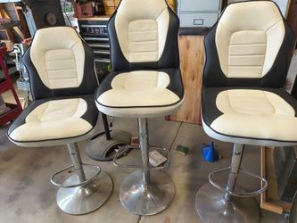 Set of 3 Black and White Swivel Bar Stools