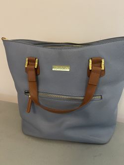 Blue Leather Handbag-Joy & Iman