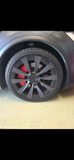 Tesla model x factory 22” Blk rims with tires set of 4 staggered