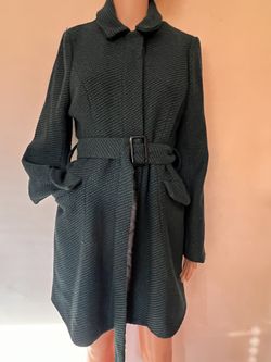 ROMY Forest Green Textured Belted Coat (Size L)