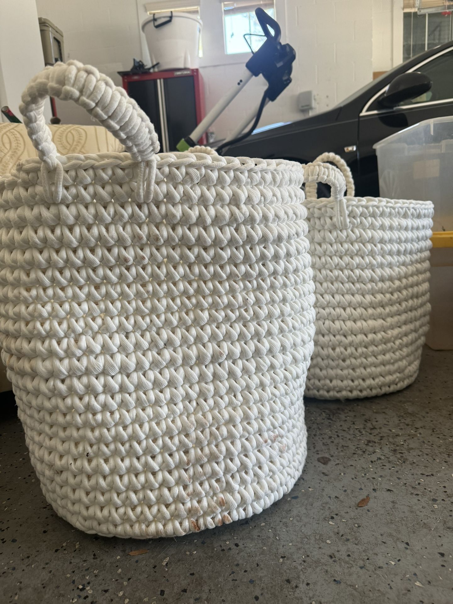 Two White Baskets