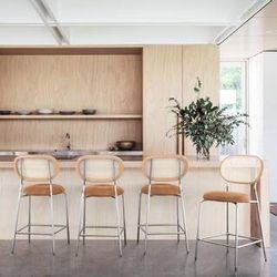 4 Pcs Set Of 24”Counter Height Bar Stools With Faux Leather Seat