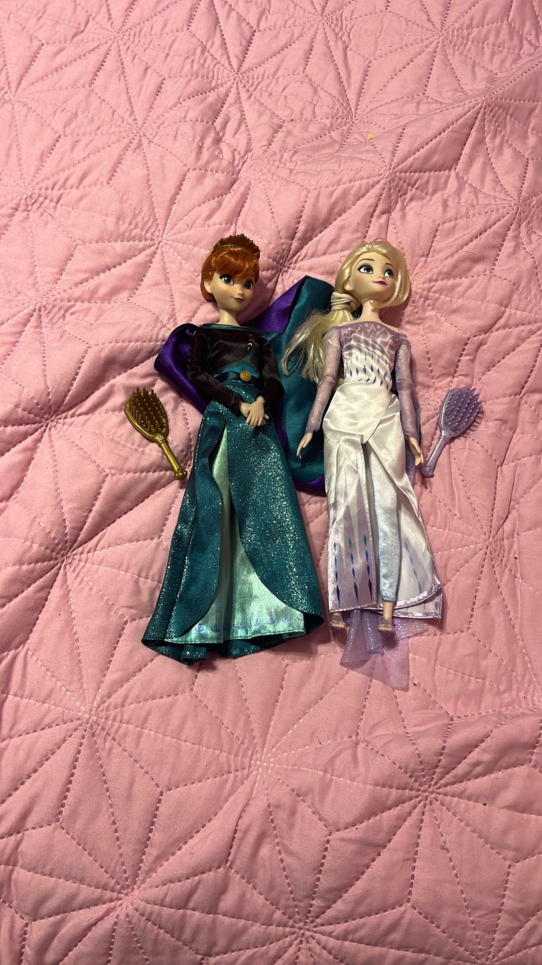 Anna and Elsa Dolls With Brushes