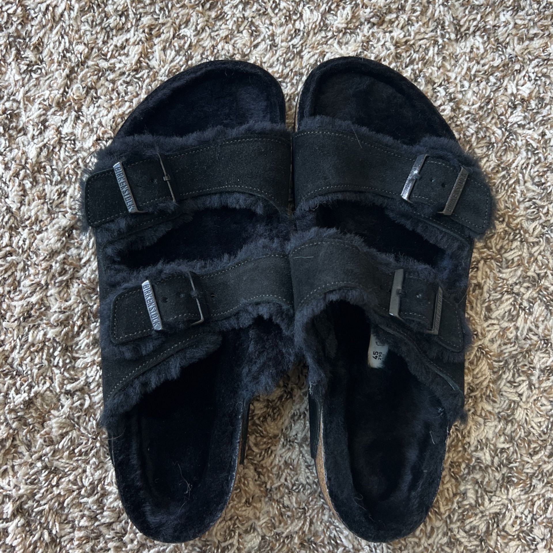 Mens Black Shearling Arizona Sandal