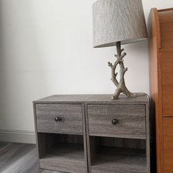 Modern Rustic Nightstands (Set of 2) + Branch-Style Table Lamp 