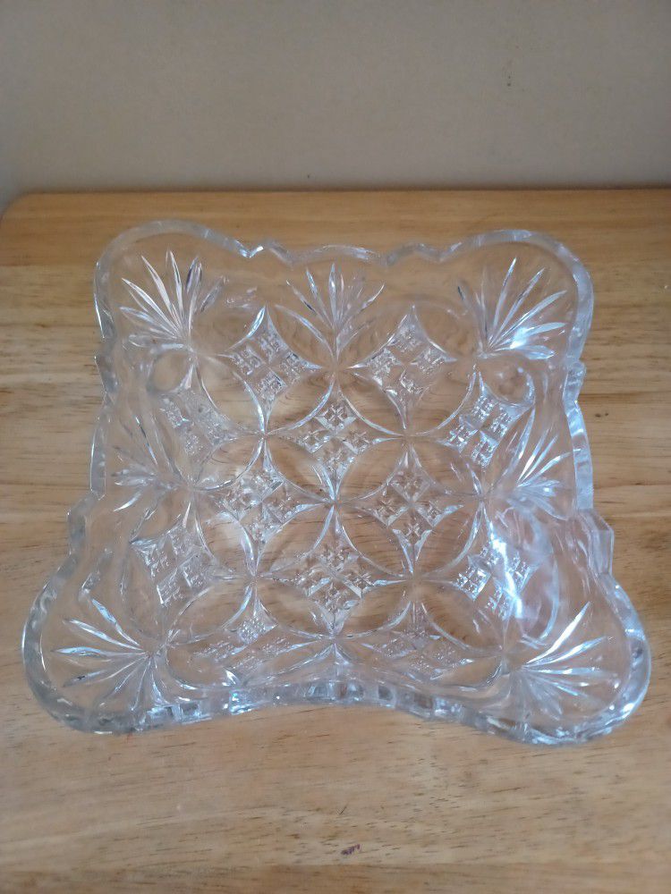 Vintage Cut Crystal Square Shade Candy Dish 