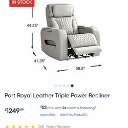 Leather triple power recliner