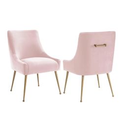 Blush Pink Accent Chairs – Set of 2 (New)