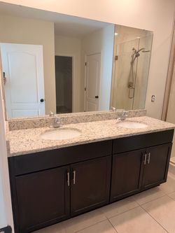 Double Sink Bathroom Vanity with Granite Top