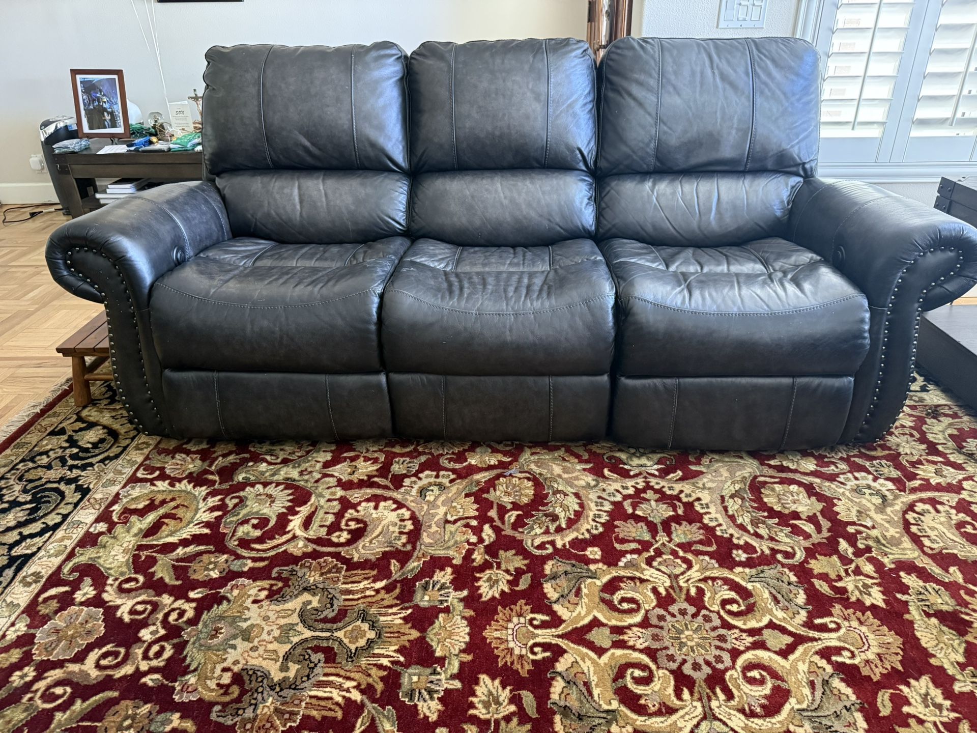 Leather Couch, Loveseat And Recliner. Automatic Reclining And Recline Almost Fully Back. All Are In Great Condition.