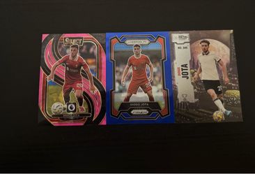 3 Diogo Jota Liverpool Soccer Trading Cards Lot – Select, Prizm & Metal Universe