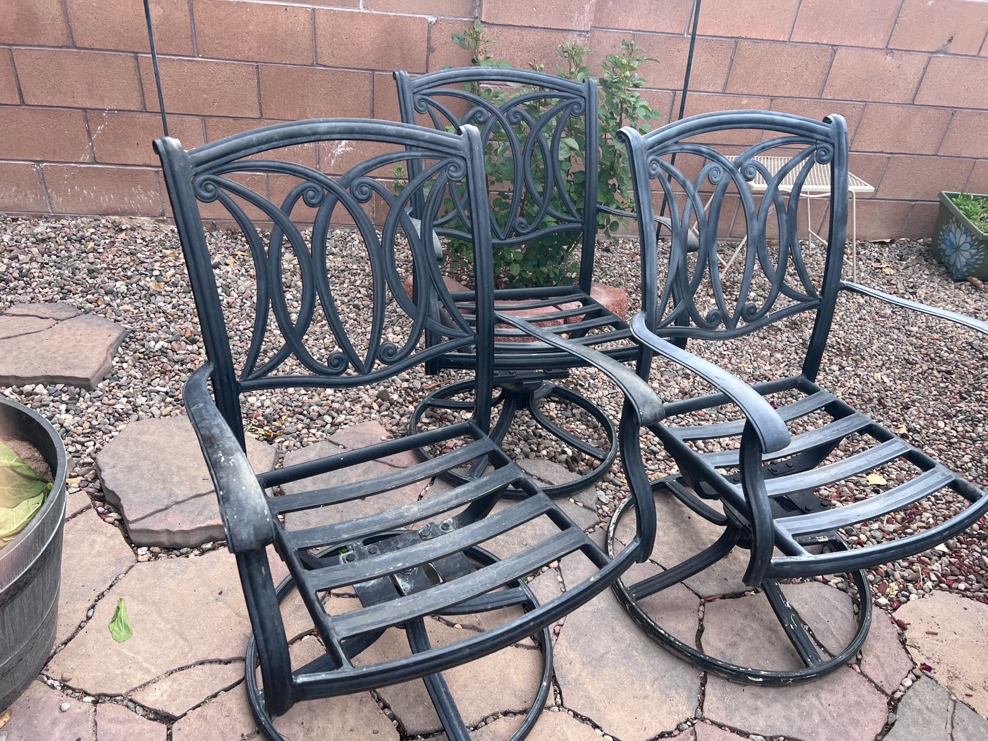 3 Cast Aluminum Patio Swivel Chairs PRICE DROP