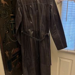 Full Length, Brown Leather Coat From Wilson’s Size Medium