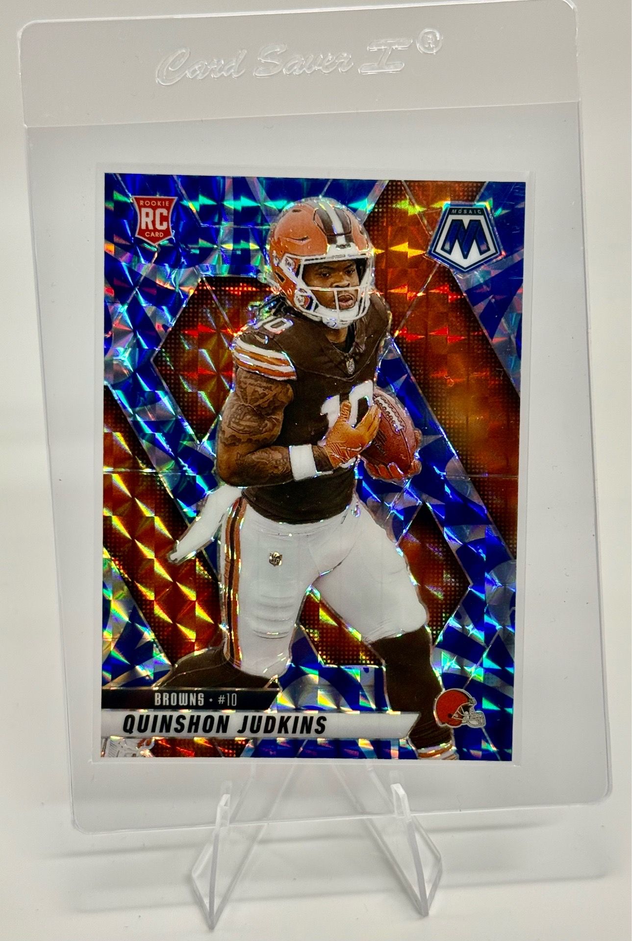2025 Mosaic Quinshon Judkins Blue Orange Reactive Prizm # 365 Browns