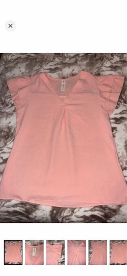 Size large flutter sleeve V-neck blouse