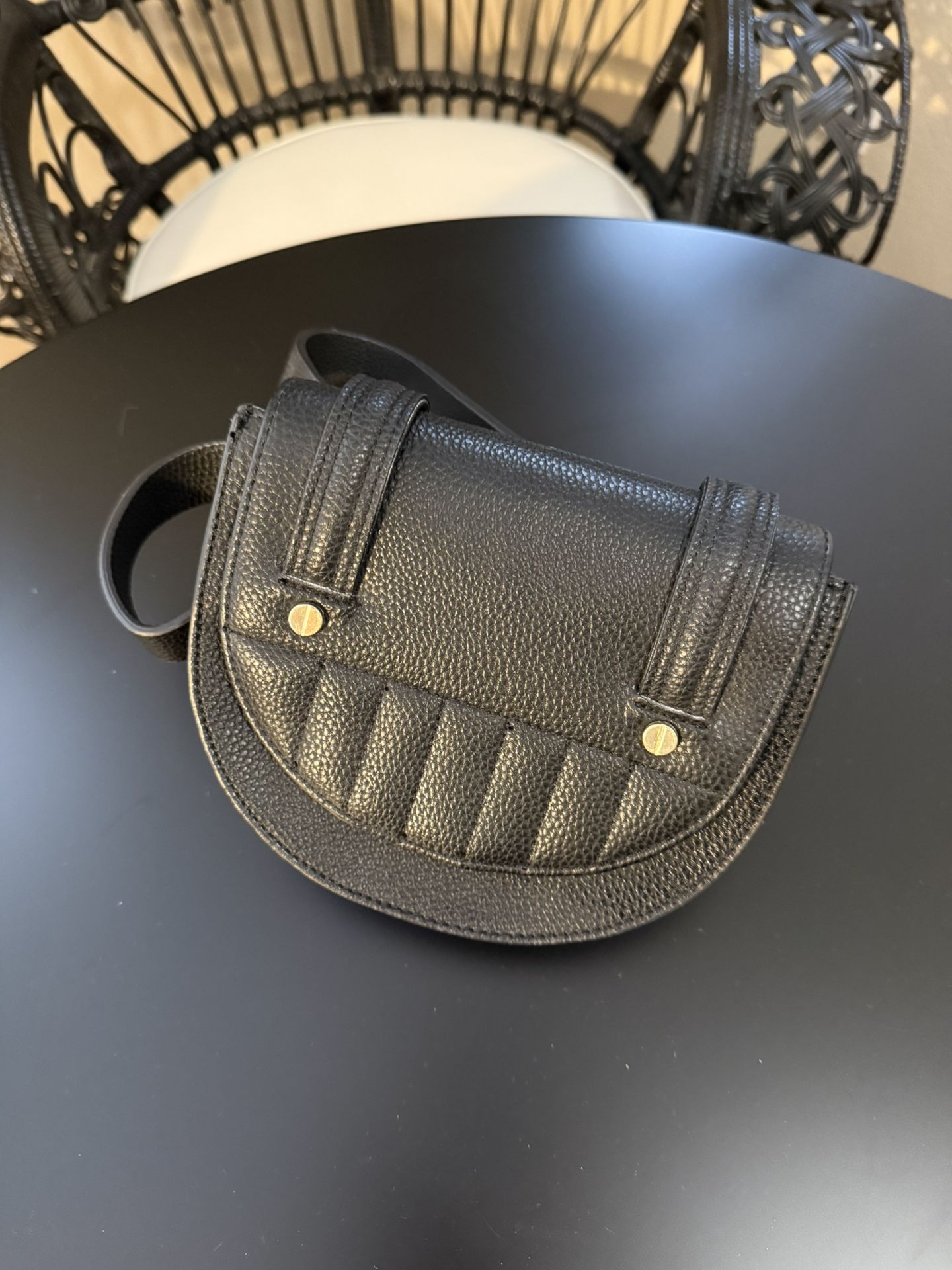 Elegant Black Leather Belt Bag
