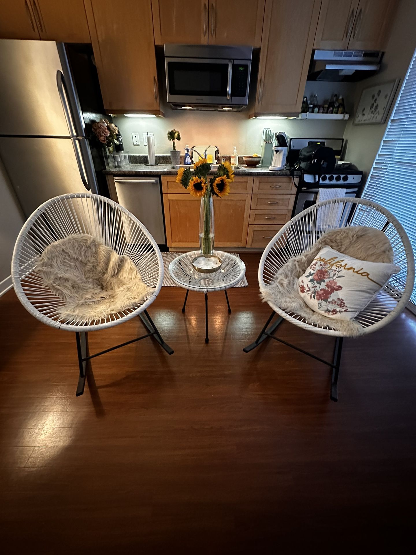 2 Basket Rocking Chairs & Table