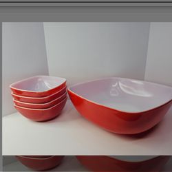 Vintage Red Pyrex Hostess Set 