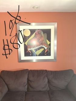 3.5ft x 3.5ft brushed steel & glass framed artpiece