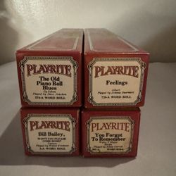 Vintage Mixed Lot 4 Play-Rite Player Piano Word Rolls- by various Artists/Songs