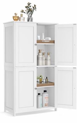 Open Box White Bathroom Floor Storage Cabinet With Adjustable Shelves $40 firm